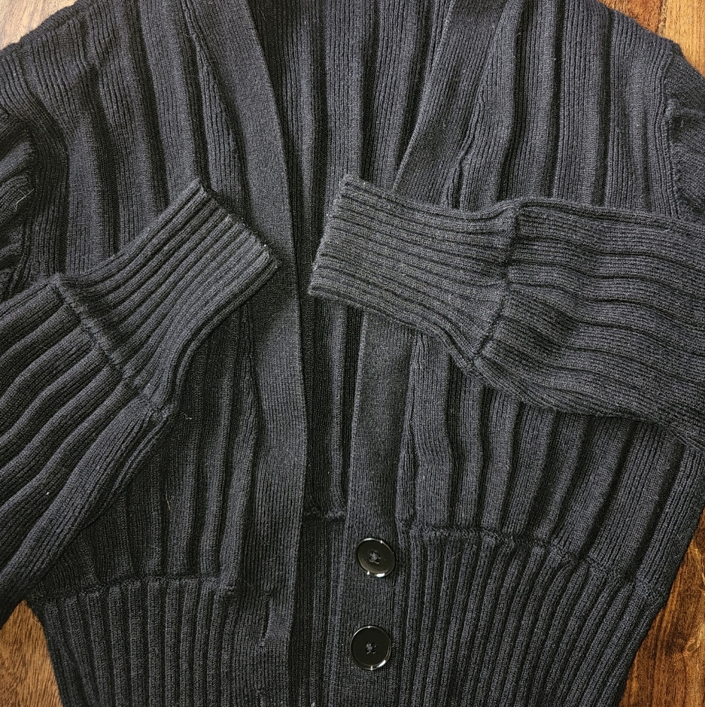 Wilfred Black Ribbed Cardigan